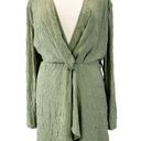 Pretty Little Thing  Plus Size 26 Crinkle Satin Green Wrap Dress Mini Lined Sexy Photo 0