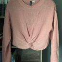 Divided Pink Cropped Front Knot Sweater Cottage Core Girly Photo 0