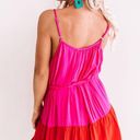 Entro Boutique Colorblock Pink Tie Waist Dress Photo 2