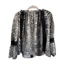 Alberto Makali NWT  Lace Bell Sleeve Animal Print Blouse | Black/White | Small Photo 1