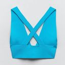 ZARA  RIBBED BRA CROP TOP V-NECK CRISS CROSS BACK BLUE SIZE M NEW Photo 6