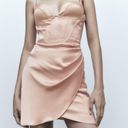 ZARA Beige Rose Corset Satin Effect Drapped Party Coctail Bridal Bohemian Mini Dress Photo 2