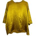 Vince  High Low T-Shirt 100% Silk Boxy Short Sleeve Crewneck Relaxed Fit Gold L Photo 3