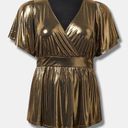 Torrid  Liquid Shine Surplice Peplum Top Gold Plus 1X NEW Photo 0