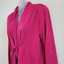 L.L.Bean  Pintuck Shawl Collar Front Tie Cardigan Long Sleeve Hot Pink Small Photo 2