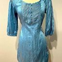 Kensie NEW  Blue Satin 3/4 Sleeve Pleated Button Front Dress Size Small Photo 0