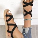 Women Split leather slingback sandals with crossed strap Size 8.5 Photo 0