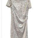 Jones New York  Women's Silver Metallic Velvet Ruched Bodycon Dress Size 10 Photo 0