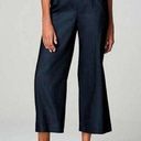 J.Jill  Navy Wide Leg Cropped Linen Blend Belted Pants Size Small Photo 0