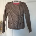 Bernardo Collection by  Taupe Faux Leather Quilted Moto Jacket XS GUC Photo 0