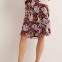 Petal Boden Crinkle Bias-Cut  Stamp Midi Skirt Navy Pink Orange Yellow Size 6 Photo 4