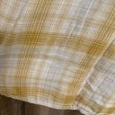 Free People  Plaid Flannel Yellow Ivory Button Down Long Sleeve Top Medium Photo 9