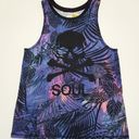 SoulCycle  SKULL BLACK PURPLE LEAF TROPICAL UNISEX PERFORMANCE MESH TANK TOP M Photo 0