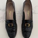 Salvatore Ferragamo Croc Embossed Leather Loafer in Black with Gold Size 10B Photo 1