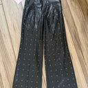 Avec Les Filles NWT  Faux Leather Black Trousers Pants with Rhinestone sz Small Photo 0