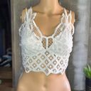 Womens small Floral Lace White Crop top cami bralette knit boho lacey Photo 1