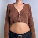 Urban Outfitters Brown Chenille Cropped Button Down Cardigan Photo 1