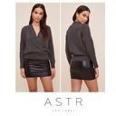 ASTR 𝅺 The Label Pleated Wrap Front Wool Blend Sweater Charcoal Gray NWT XS Photo 1