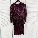 Oleg Cassini Vintage  Sequin Peplum Sheath Party Dress Maroon Red 10 Long Sleeve Photo 8