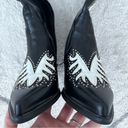 Nasty Gal  Faux Black & White Leather Leaf Studded Motif Cowboy Boots Sz 6/6.5 Photo 2