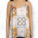 Joie  Patchwork Handkerchief Patterned Satin Tank Top Floral White Yellow Blue XS Photo 0