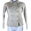 CAbi  Sz Small Sweatshirt Cardigan Heathered Gray Double Breasted Button Collared Photo 0