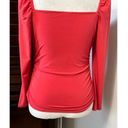 Abound  Womens Casual Top Red 3/4 Sleeve Stretch Ruched Square Neck M New Photo 6