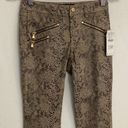 ZARA NWT  Faux Leather Snakeskin Jeans Ankle Length Size 2 Tan and Brown Photo 1