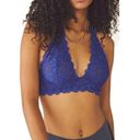 Free People 💕💕 Galloon Lace Halter Bra Blue Flame Small S NWT Photo 10