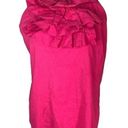 Luna Marina  Pink Ruffled Mock Neck Sleeveless Linen Blend Blouse Photo 0