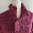 All In Motion  - Women's Snap Front Cozy Sherpa Pullover Sweatshirt Burgundy S Photo 5