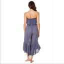 Elan  Blue Flounce Wide Leg Jumpsuit Strapless Ruffle Swim Cover Up Small NWT Photo 1