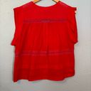 Isabel Marant  Etoile Women’s Red Square Neck Ruffle Short Sleeve Blouse Photo 5