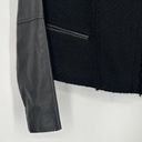 Vince  Boucle Scuba Moto Jacket Lambs Leather Sleeves Black Frayed Hem Size S Photo 2