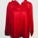 Modcloth  Ruffle Collar Blouse The Frill Of It Top Red S Photo 5