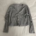 Urban Outfitters Gray Ribbed Cropped Cardigan Photo 2