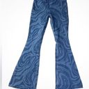 Hollister Size XL Blue Marble Zebra Print Ultra High Rise Flare Leg Jeans Photo 0