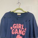 Refined Canvas Blue Girl Gang Oversized Distressed Tee Sz S Photo 2