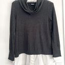 Chico's  Grey Cowl Neck Sweater with Faux Layering Size Small- Lagenlook Office Photo 0