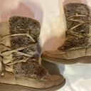 Krass&co Mossimo Suppy  Fur covered Women’s Adjustable Lace up Boots size 7 light brown Photo 2