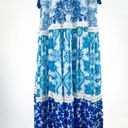 Rococo  Sand Oriental Labyrinth Printed Sleeveless Tassel Lace Tiered Maxi Dress Photo 15