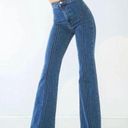 Revice Denim Revice Flare Jeans Size 28 Blue Wash Rollergirl Seamed High Rise Retro Photo 0