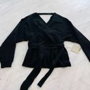 Active USA  Peplum Wrap Sweater in Black Size Large NWT Photo 0