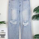 Vintage Blue J.ING High Waisted  Distressed Wide Leg Jeans Photo 0