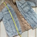 Women’s Blue Denim Tan Onion Quilted Fall Spring Button Front Jacket Size Medium Photo 4