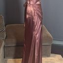 Women’s Brown Full Length Prom Party Dress Criss Cross Straps Leg Slit Size 4 Photo 3