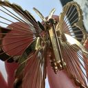 Monet Lot Of 2 Vintage Signed  Gold Tone Metal Wire Butterfly Insect Brooch Pin Photo 7