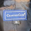 Charter Club  Women’s Vintage Black & Silver Button Up Vest Size 10 Velvet Collar Photo 4