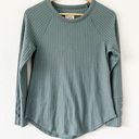 Chaser Blue Waffle Knit Thermal Button Long Sleeve Tee Shirt Tunic Top Photo 0