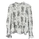 fab'rik  Women's Speckle Print Long Sleeve Smocked Blouse White Black Size Medium Photo 0